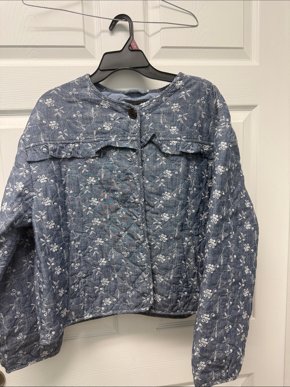 Quilted Floral Blue Women's Jacket